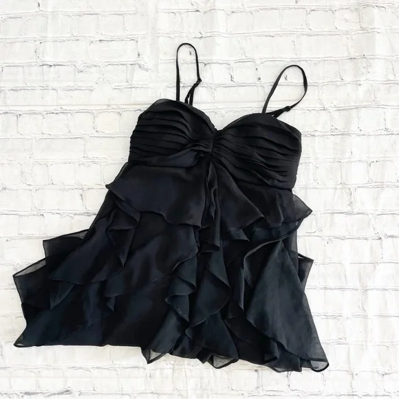 Miroa Vintage Black Ruffled Mini Dress - Picture 1 of 7